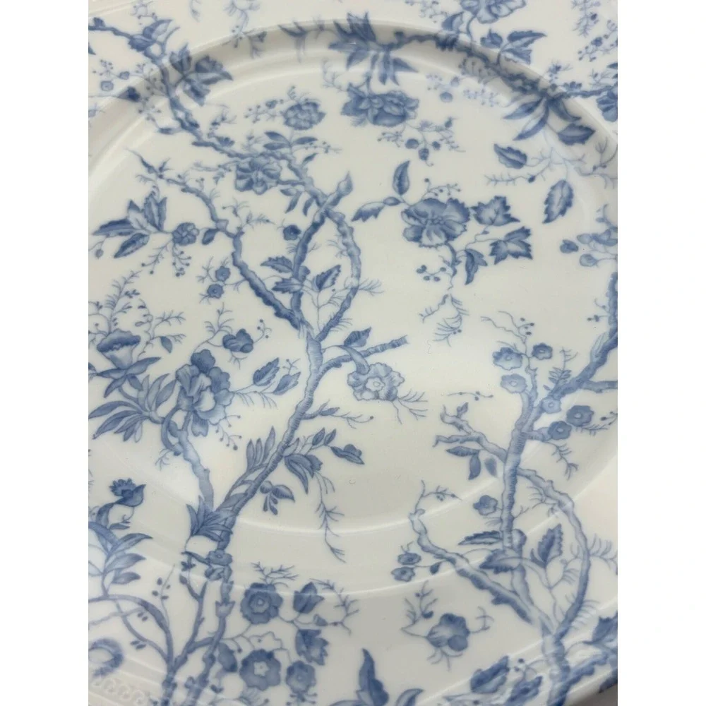 Set of 2 Grace Teaware Blue White Floral Octagonal Salad Plates Cottagecore